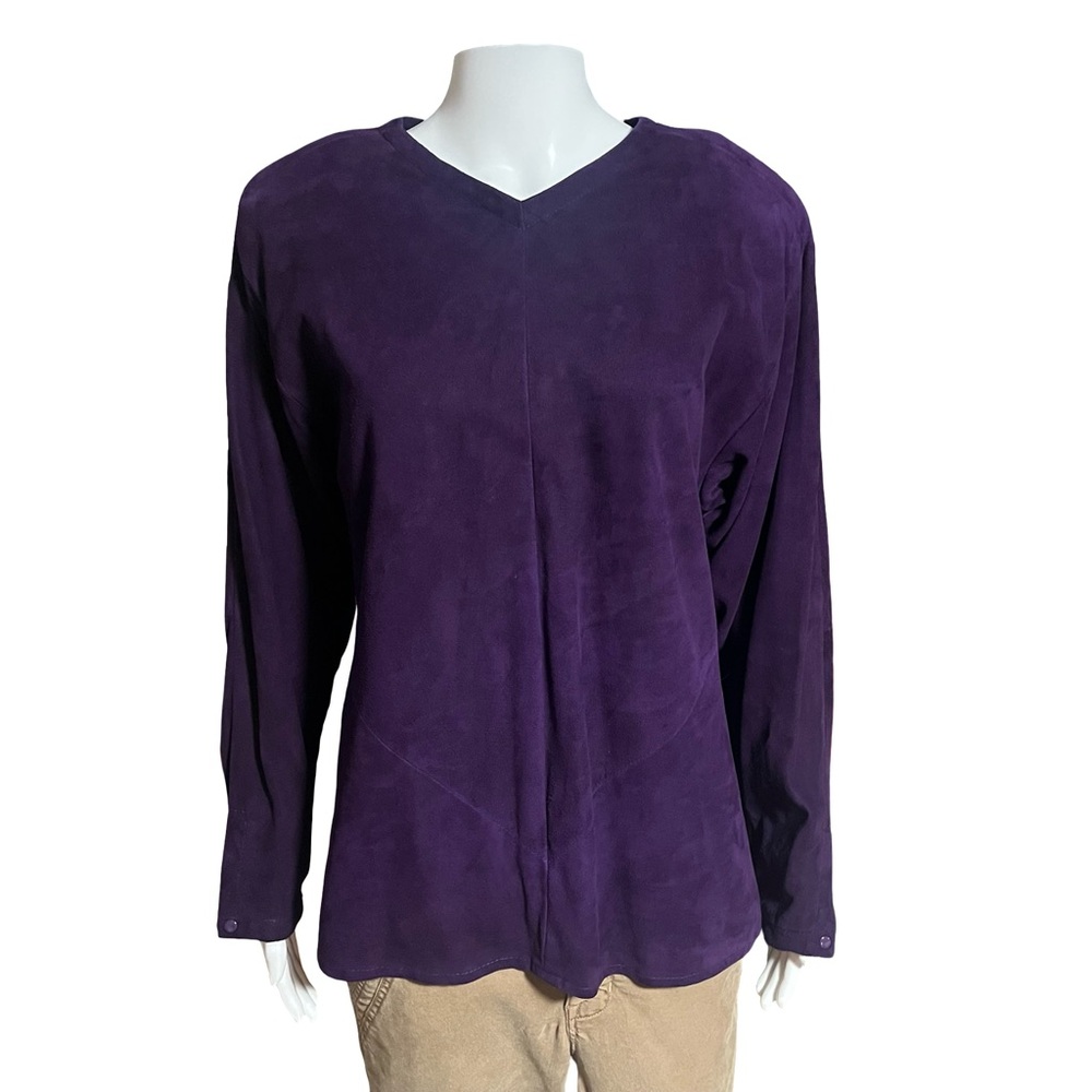 VTG Elegant Suede-Like Purple Women's Blouse